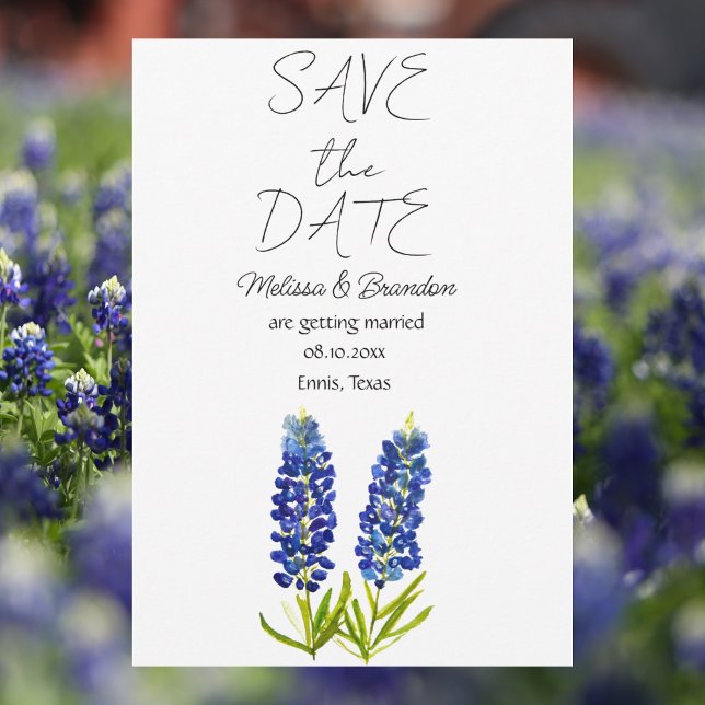 Bluebonnets Blue Floral Texas Rustic Wedding  Invitation (Creator Uploaded)