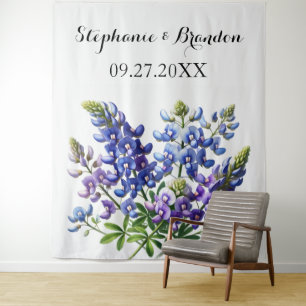 Bluebonnets Blue Floral Texas Wedding Photo Booth Tapestry