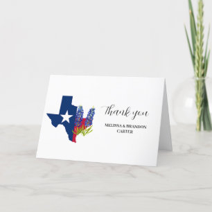 Bluebonnets Blue Floral Texas Wedding Thank you