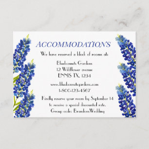 Bluebonnets Blue Floral Wedding Accommodations Enclosure Card