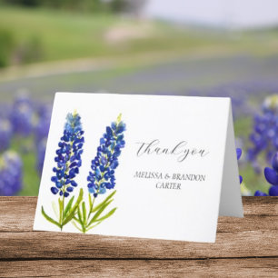 Bluebonnets Blue Floral Wedding Thank you  Card