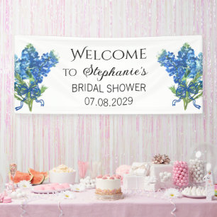 Bluebonnets Blue Flowers Rustic Bridal Shower Banner