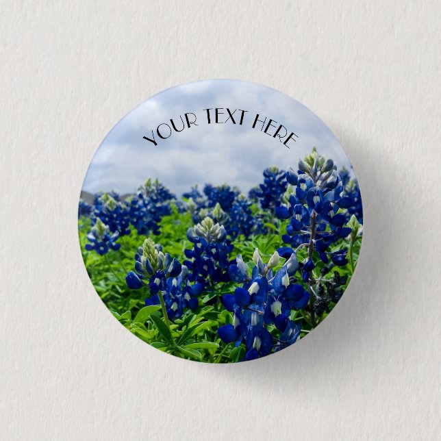 Bluebonnets Blue Flowers Texas texan Floral  1 Inch Round Button (Front)