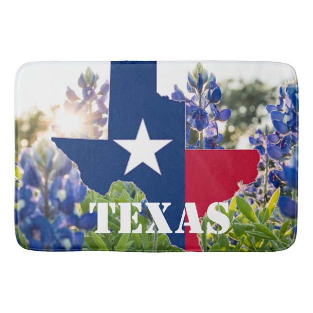 Bluebonnets Blue Flowers Texas texan Floral  Bath Mat (Front)