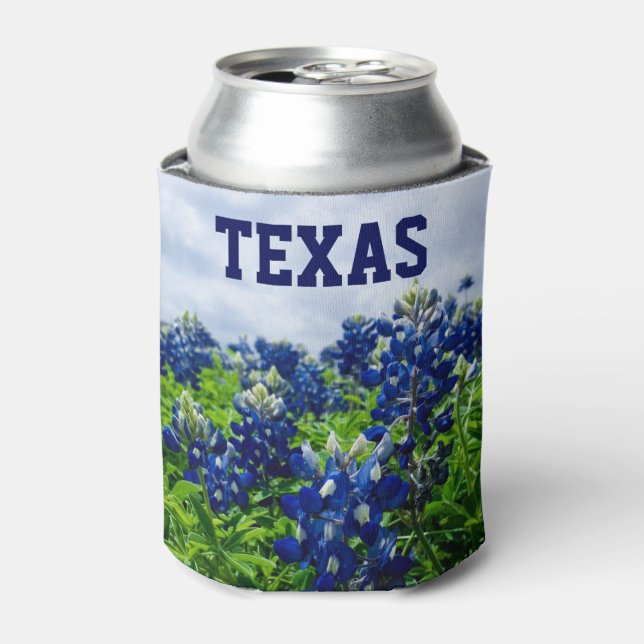 Bluebonnets Blue Flowers Texas Texan Floral Can Can Cooler (Can Front)