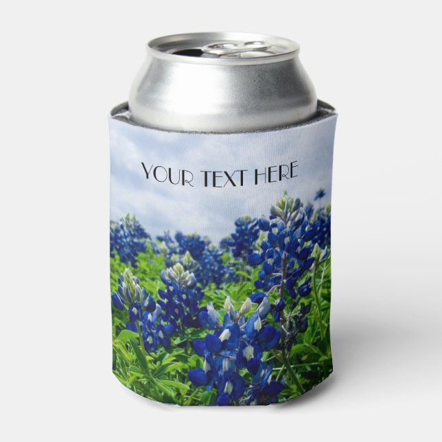 Bluebonnets Blue Flowers Texas texan Floral Can Cooler (Can Front)