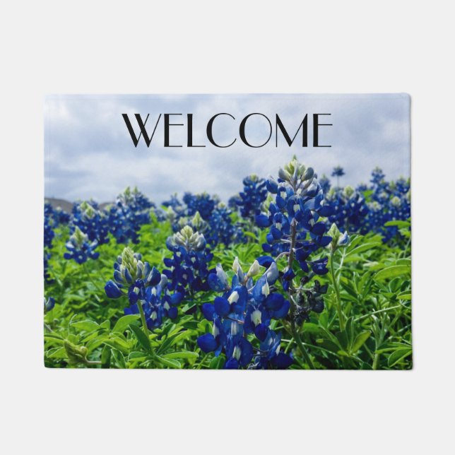 Bluebonnets Blue Flowers Texas texan Floral  Doormat (Front)