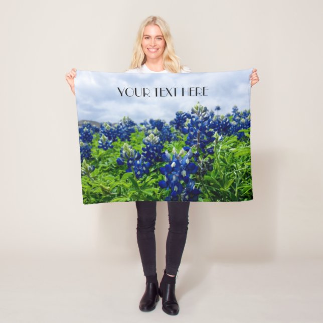 Bluebonnets Blue Flowers Texas texan Floral  Fleece Blanket (In Situ)