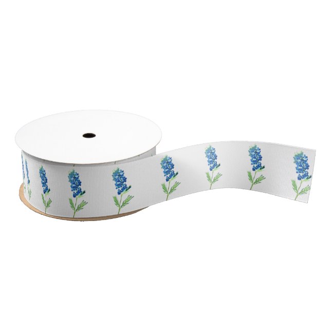 Bluebonnets Blue Flowers Texas Texan Floral Grosgrain Ribbon (Spool)