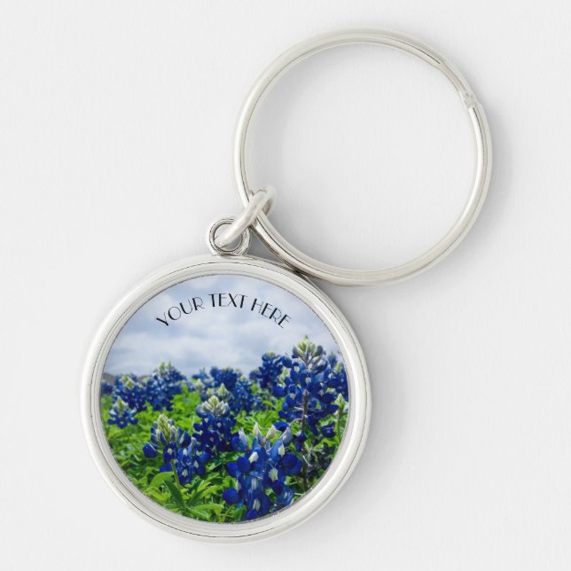 Bluebonnets Blue Flowers Texas texan Floral  Keychain (Front)