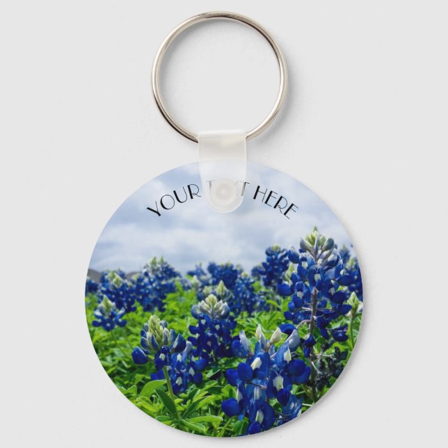 Bluebonnets Blue Flowers Texas texan Floral  Keychain (Front)