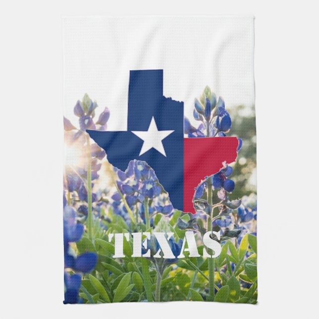 Bluebonnets Blue Flowers Texas texan Floral  Kitchen Towel (Vertical)