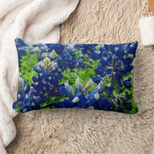 Bluebonnets Blue Flowers Texas texan Floral Lumbar Pillow