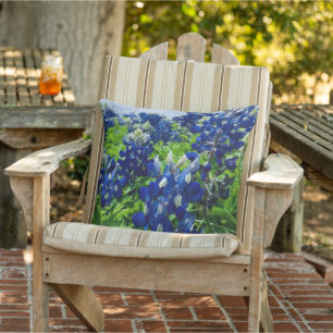 Bluebonnets Blue Flowers Texas Texan Floral Outdoor Pillow