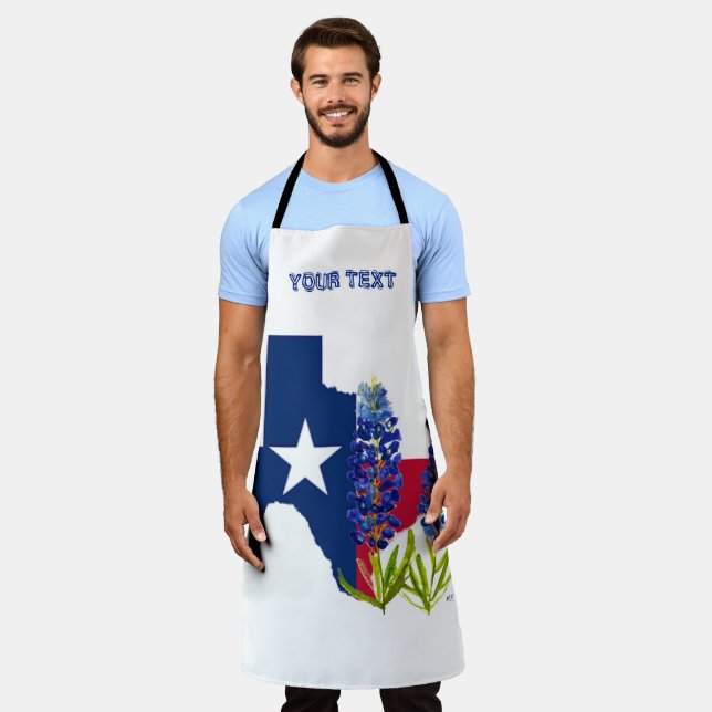 Bluebonnets Blue Flowers Texas Texan State Floral Apron (Worn)