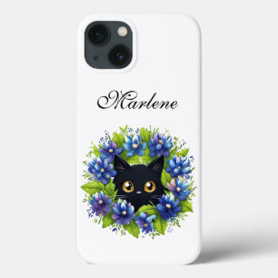 Bluebonnets Cute Cat Texas Flower Floral Pattern iPhone 13 Case