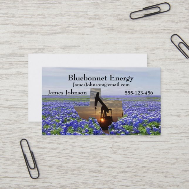 Bluebonnets de cartes de visite d'huile et (Devant/Arrière en situation)
