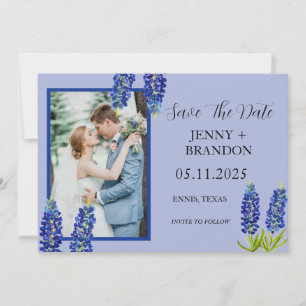Bluebonnets Elegant Modern Blue Floral Photo Save The Date