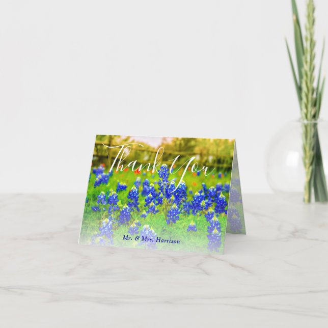 Bluebonnets Élégants Mariage de printemps Merci No (Devant)