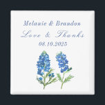 Bluebonnets Floral Blue Wedding Thank you  Magnet<br><div class="desc">Bluebonnets,  watercolor blue floral Wedding Thank you magnets. Texas state flowers. Unique,  hand painted artwork by artist Monika Howarth. You can personalize it with your details.</div>