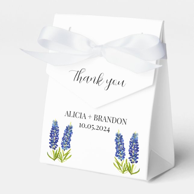 Bluebonnets Floral Elegant Modern Wedding Favor Box (Front Side)