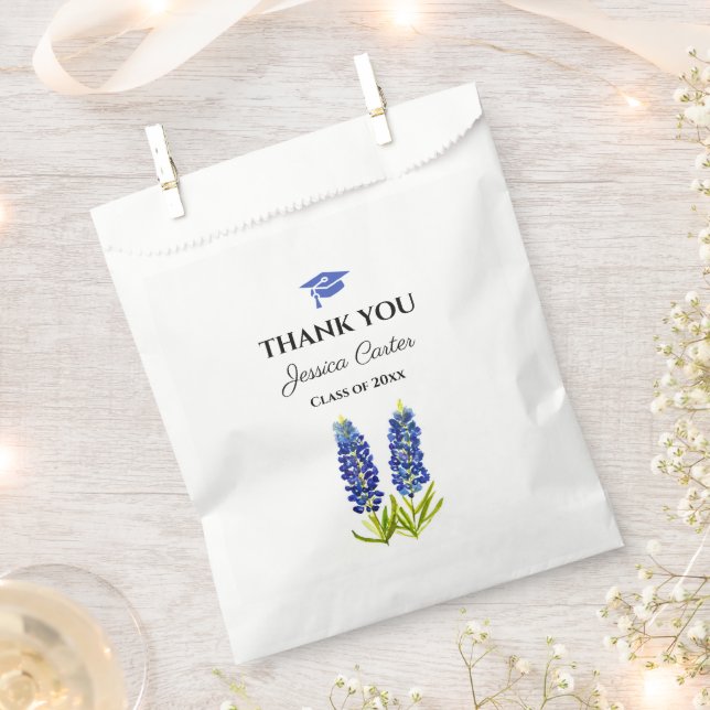 Bluebonnets Floral Graduation Thank you  Favour Bag (Clipped)
