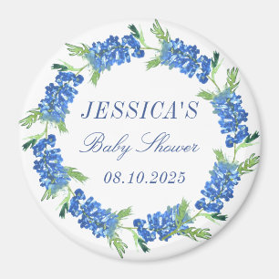 Bluebonnets Floral Monogram Wedding Baby Shower  Magnet