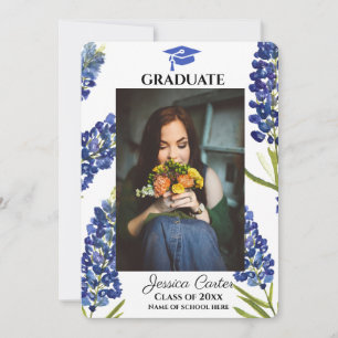Bluebonnets Floral Texas Graduation Announcement 