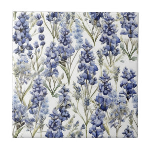 Bluebonnets Flowers Blue Watercolor Wildflowers Tile