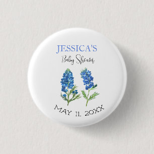 Bluebonnets Flowers Texas Baby Shower Girl 1 Inch Round Button