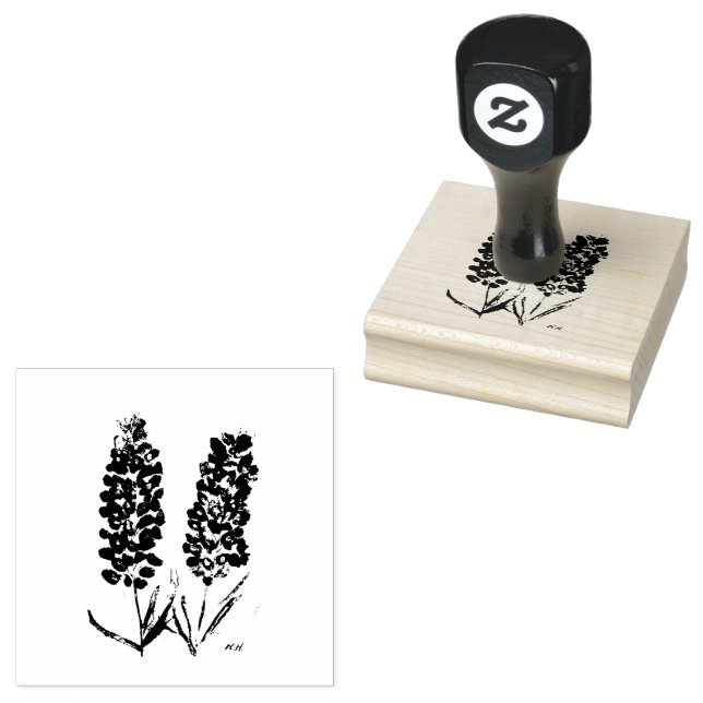 Bluebonnets Flowers Wildflowers Lupine Texas  Rubb Rubber Stamp (Stamped)