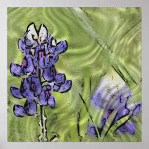 Bluebonnets on Glass Poster