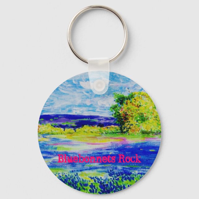 Bluebonnets Rock Keychain (Front)