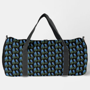 Bluebonnets Texas Black Flowers Watercolor Duffle Bag