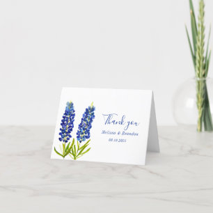 Bluebonnets Texas Blue Floral vintage watercolor Thank You Card