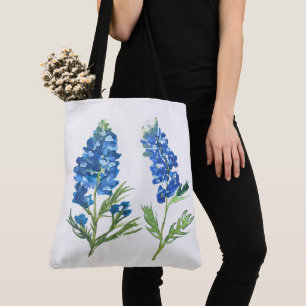 Bluebonnets Texas Blue Floral vintage watercolor Tote Bag