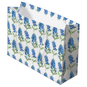 Bluebonnets Texas Blue Flowers Watercolor Large Gift Bag