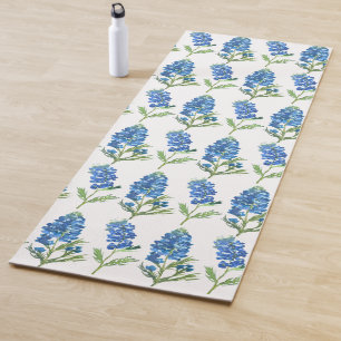 Bluebonnets Texas Blue Flowers Watercolor Yoga Mat