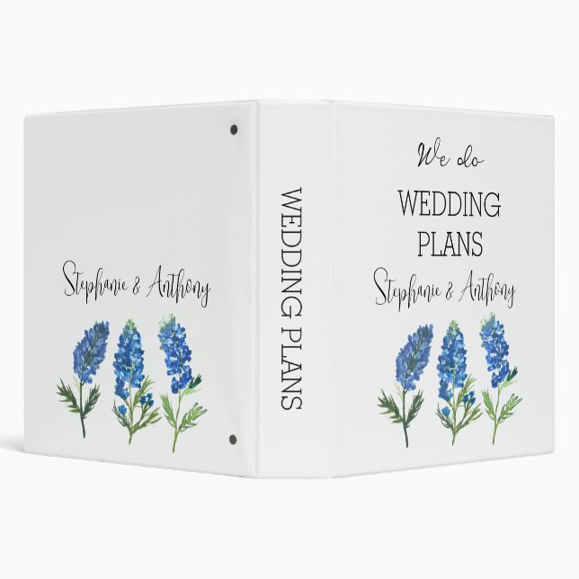 Bluebonnets Texas Blue Summer Flowers Wedding Binder (Background)