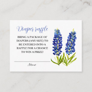 Bluebonnets Texas Floral Diaper Raffle Baby Shower Enclosure Card
