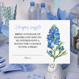 Bluebonnets Texas Floral Diaper Raffle Baby Shower Enclosure Card
