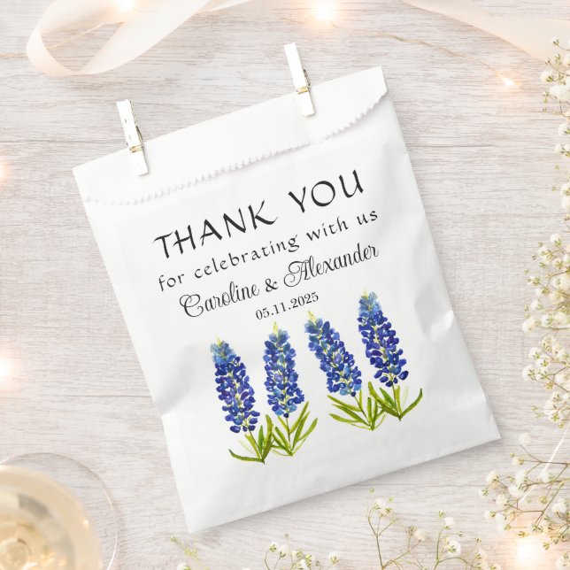 Bluebonnets Texas Floral Modern Chic Wedding Favour Bag (Clipped)
