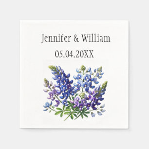 Bluebonnets Texas flower watercolor Floral Wedding Napkin