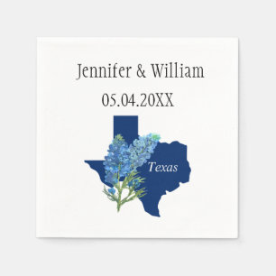 Bluebonnets Texas flower watercolor Floral Wedding Napkin
