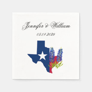 Bluebonnets Texas flower watercolor Floral Wedding Napkin