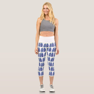 Bluebonnets Texas Flowers Wildflowers Watercolor Capri Leggings