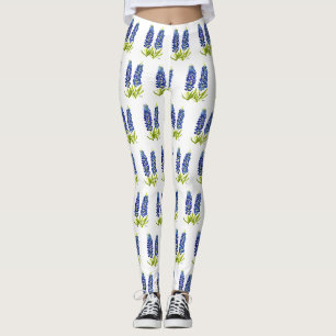 Bluebonnets Texas Flowers Wildflowers Watercolor  Leggings