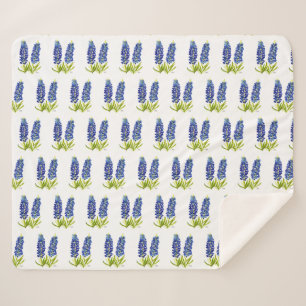 Bluebonnets Texas Flowers Wildflowers Watercolor Sherpa Blanket