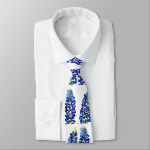 Bluebonnets Texas Flowers Wildflowers Watercolor Tie