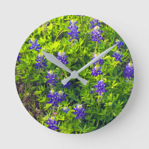 Bluebonnets Texas State Flower Wildflowers Photo Round Clock